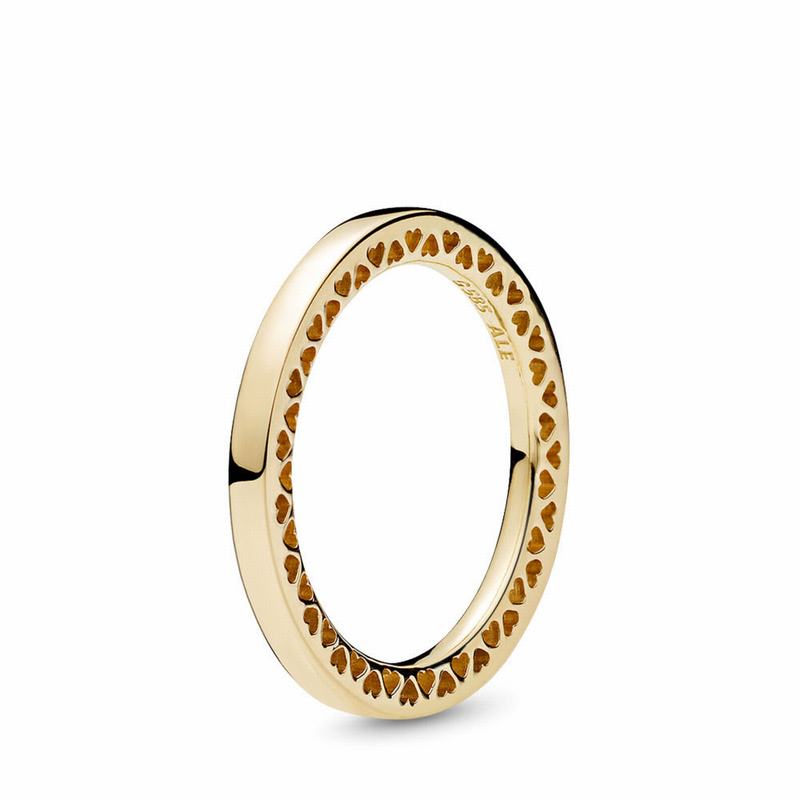 Classic Hearts Of Pandora Stackable Ring - Yellow Gold 14 K - Canada | UF7351FP